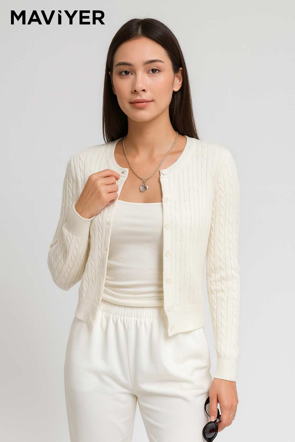 MAVIYER™ – Kabelgebreid Basic Cardigan voor Dames