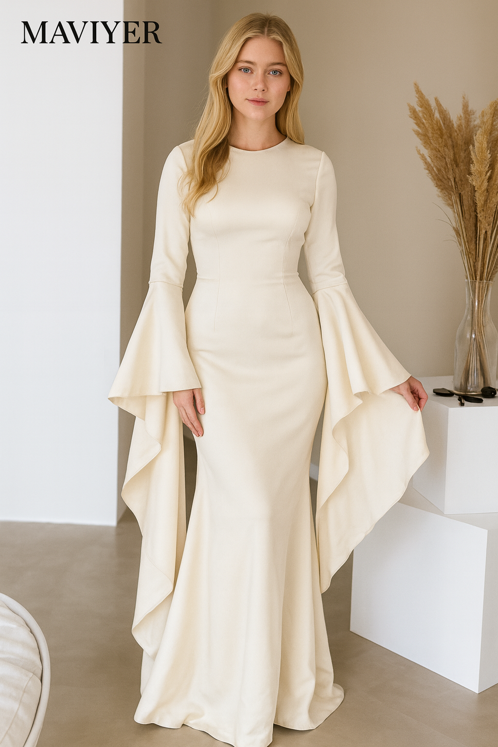MAVIYER™ Luxe Belle Époque Maxi Dress – Perfect voor Kerst, Gala & Winter Celebrations